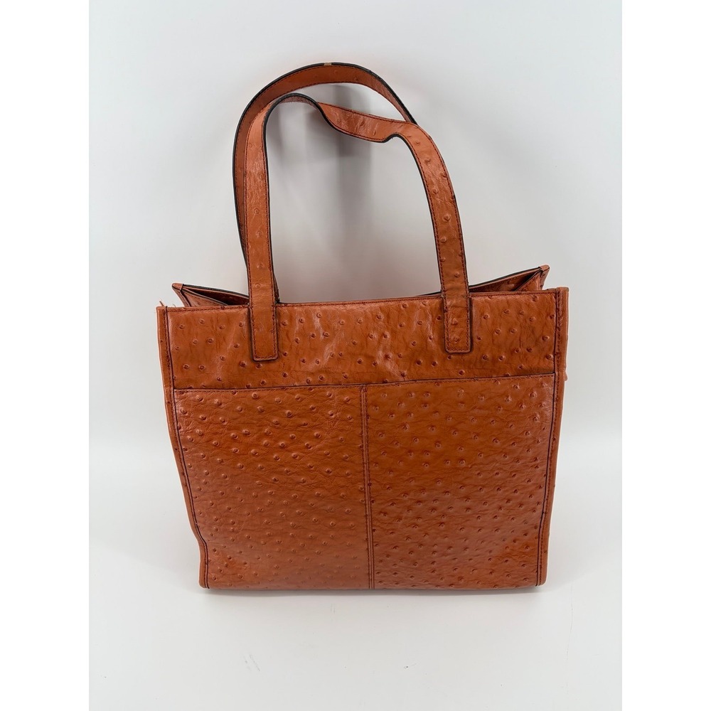 Antonio Melani Tote Bag, Burnt Orange, Ostrich‎ Embossed Leather, Shoulder Bag